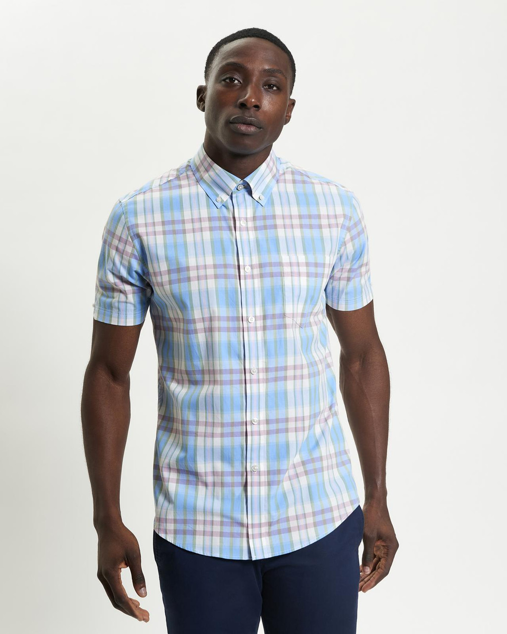 Irregular Check Shirt in Glacier