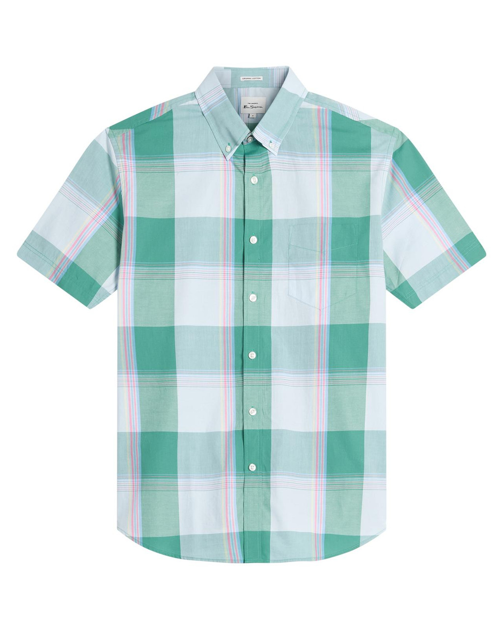 Short Sleeve Multicolour Overcheck Shirt in Forest