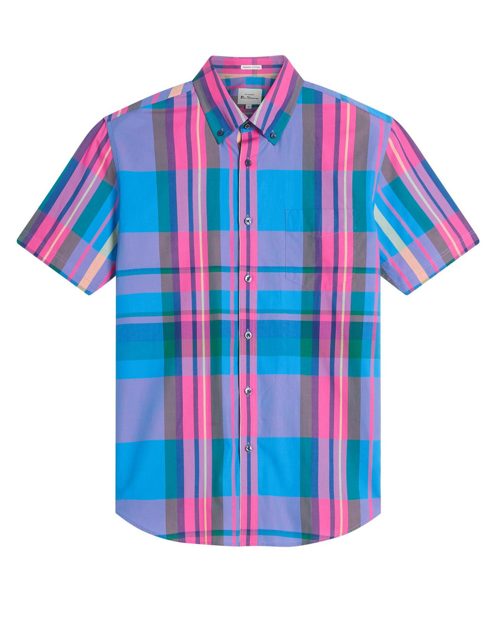Short Sleeve Large Madras Check Shirt in Kingfisher