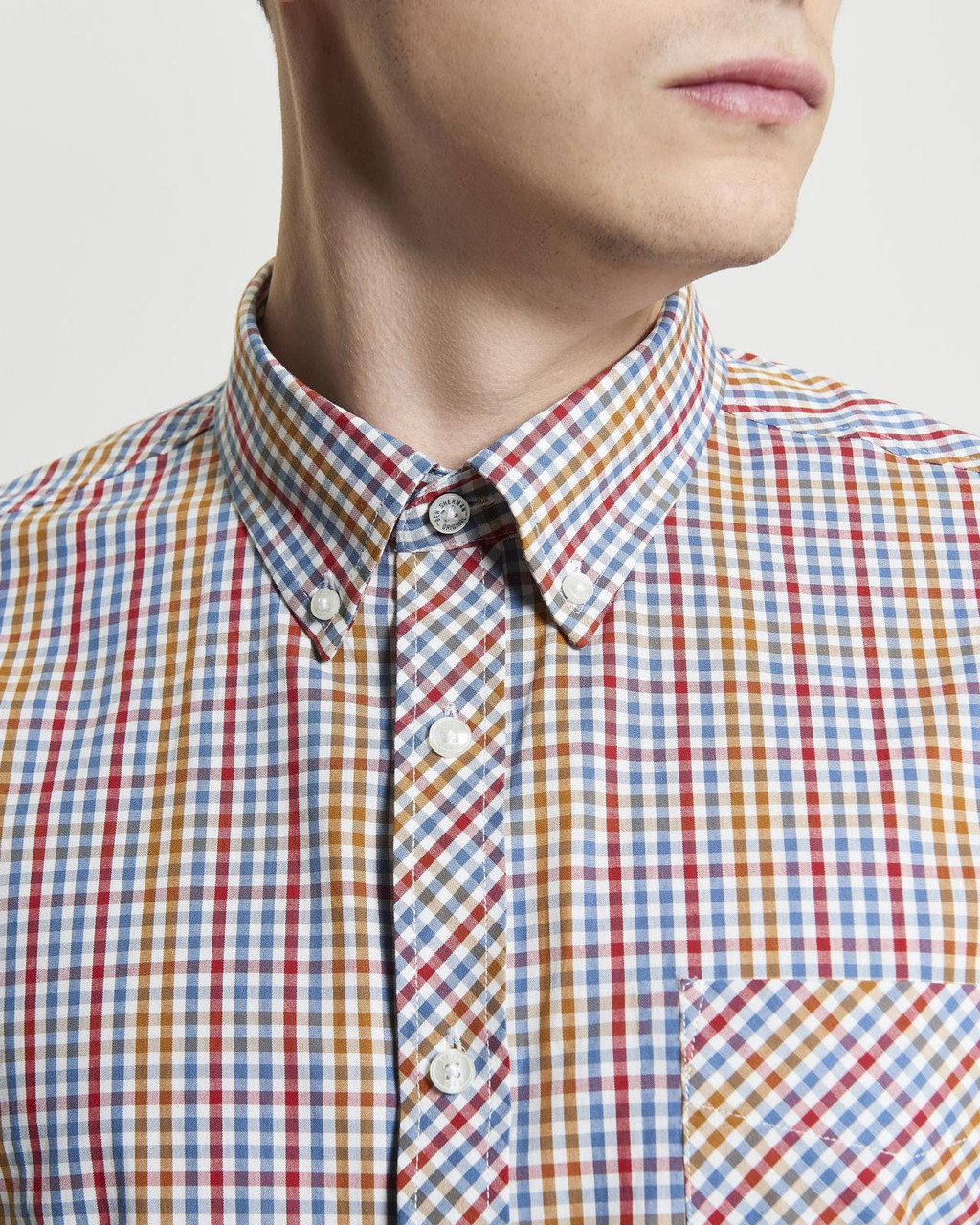 Short Sleeve Mini Gingham Shirt in Snow White