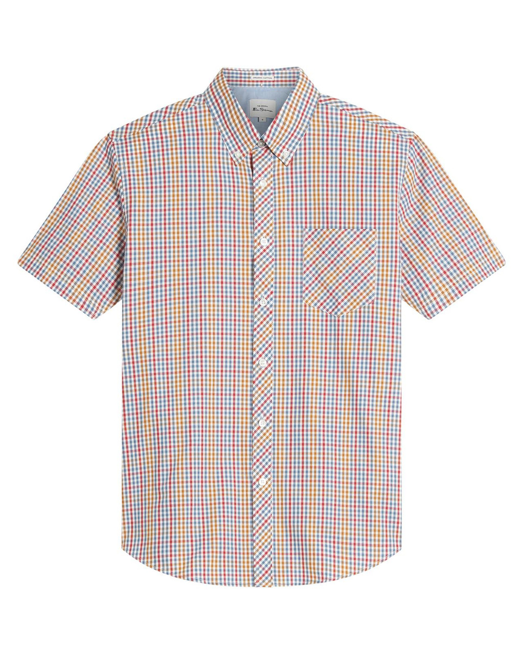 Short Sleeve Mini Gingham Shirt in Snow White