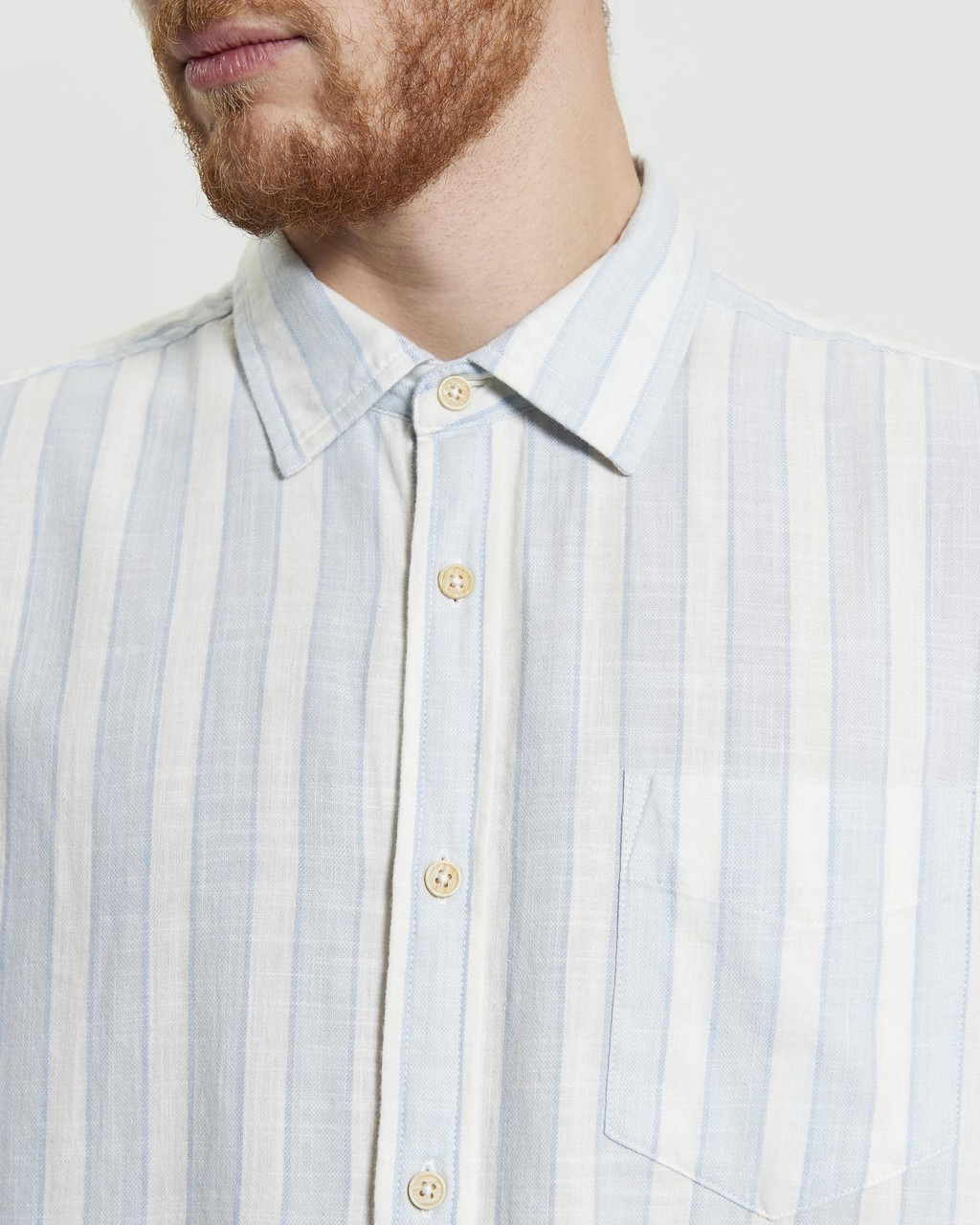 Short Sleeve Candy Stripe Shirt in Dusky Blue