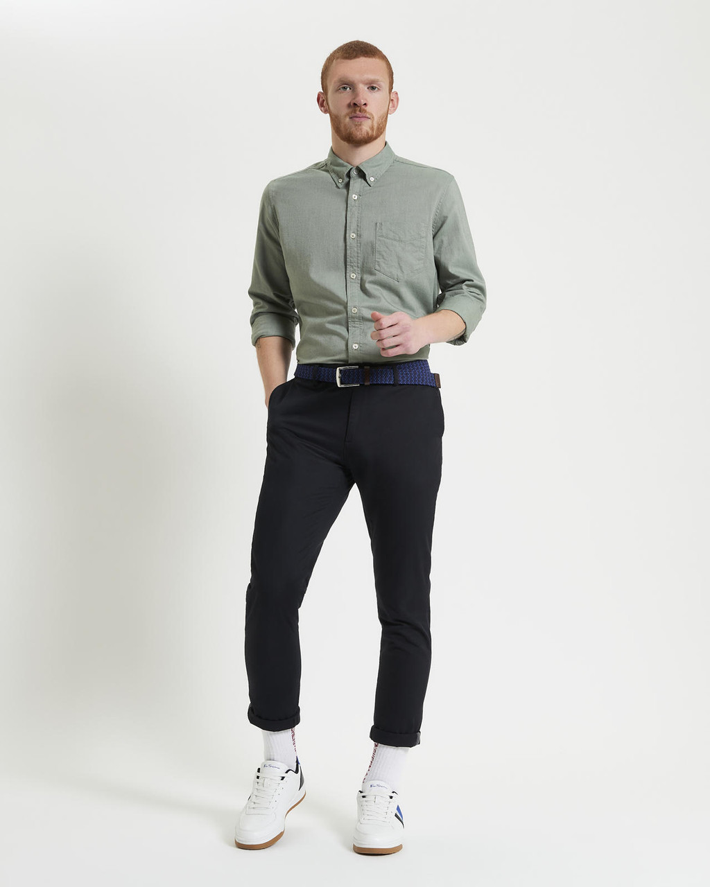 Long Sleeve Signature Oxford Shirt in Pale Khaki