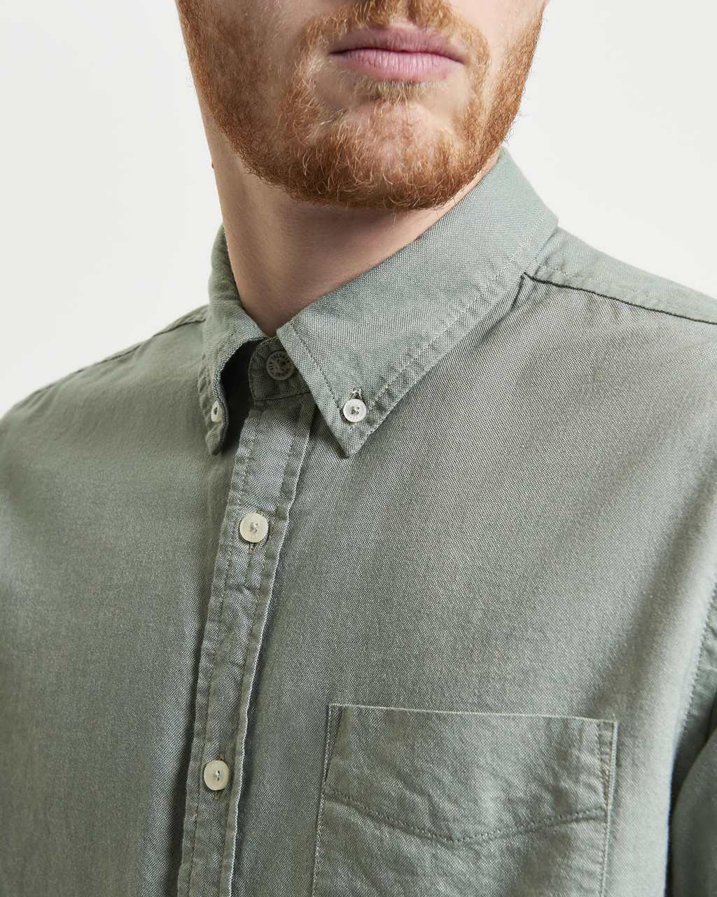 Long Sleeve Signature Oxford Shirt in Pale Khaki