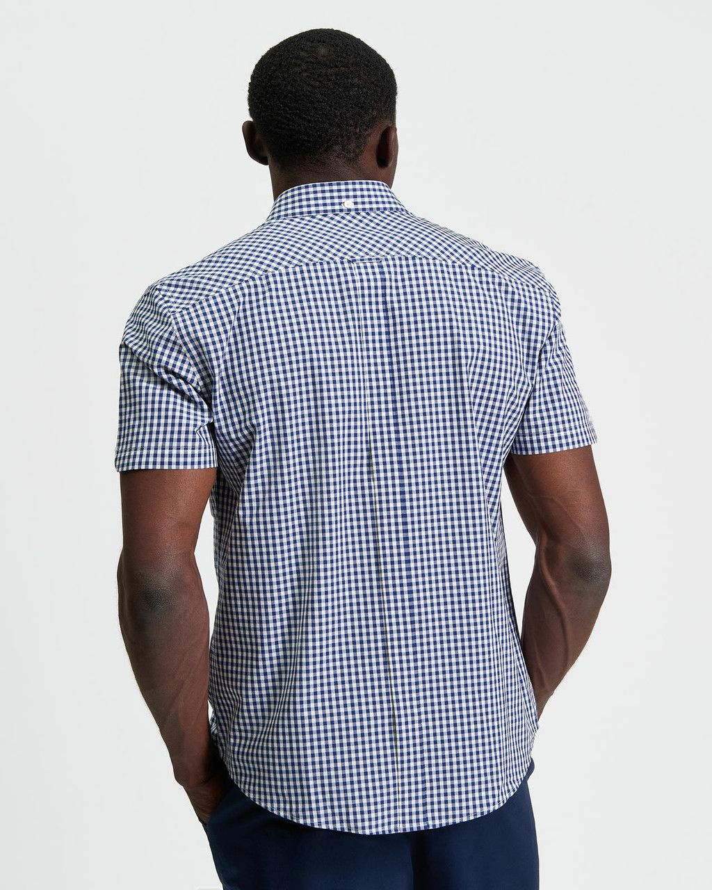 Short Sleeve Signature Gingham Shirt in Dark Blue