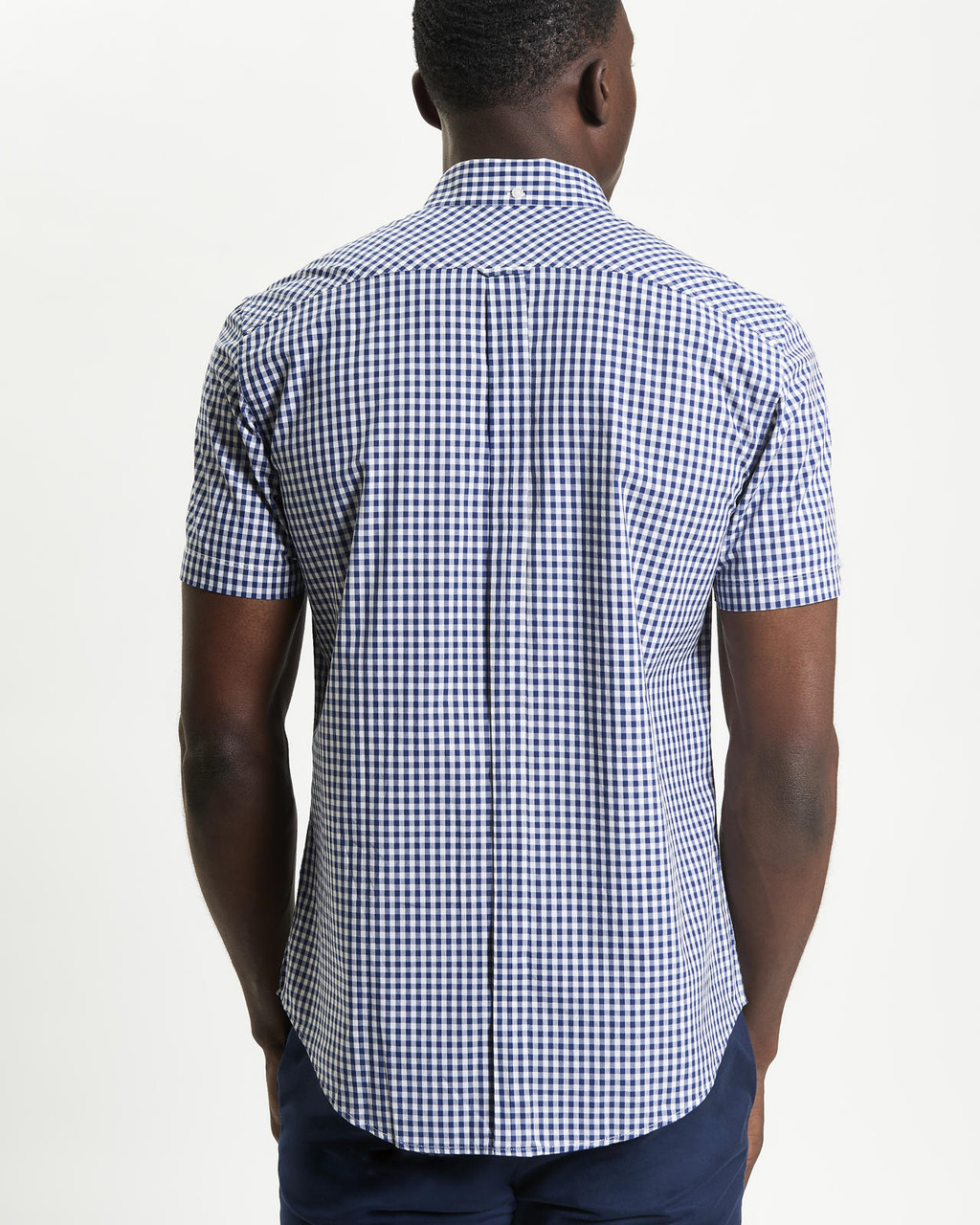 Short Sleeve Signature Gingham Shirt in Dark Blue