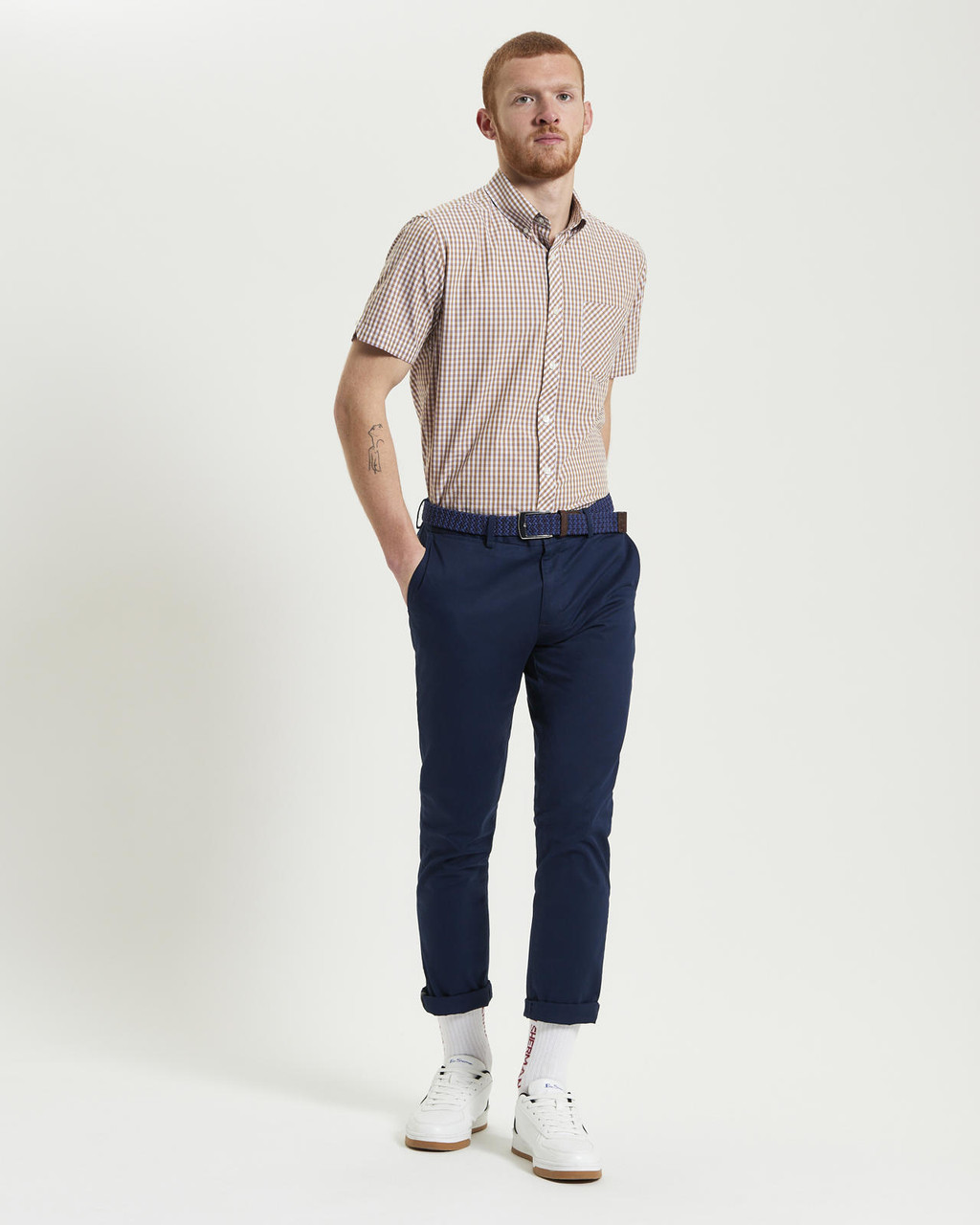 Short Sleeve Signature Gingham Shirt in Caramel