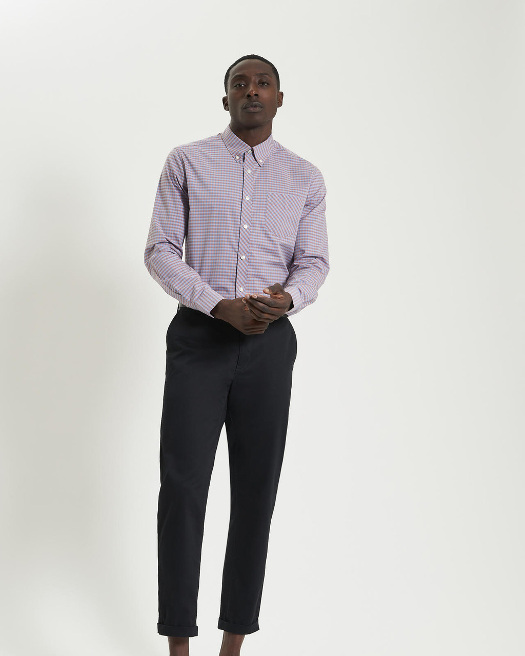 Long Sleeve Signature Gingham Shirt in Light Pink
