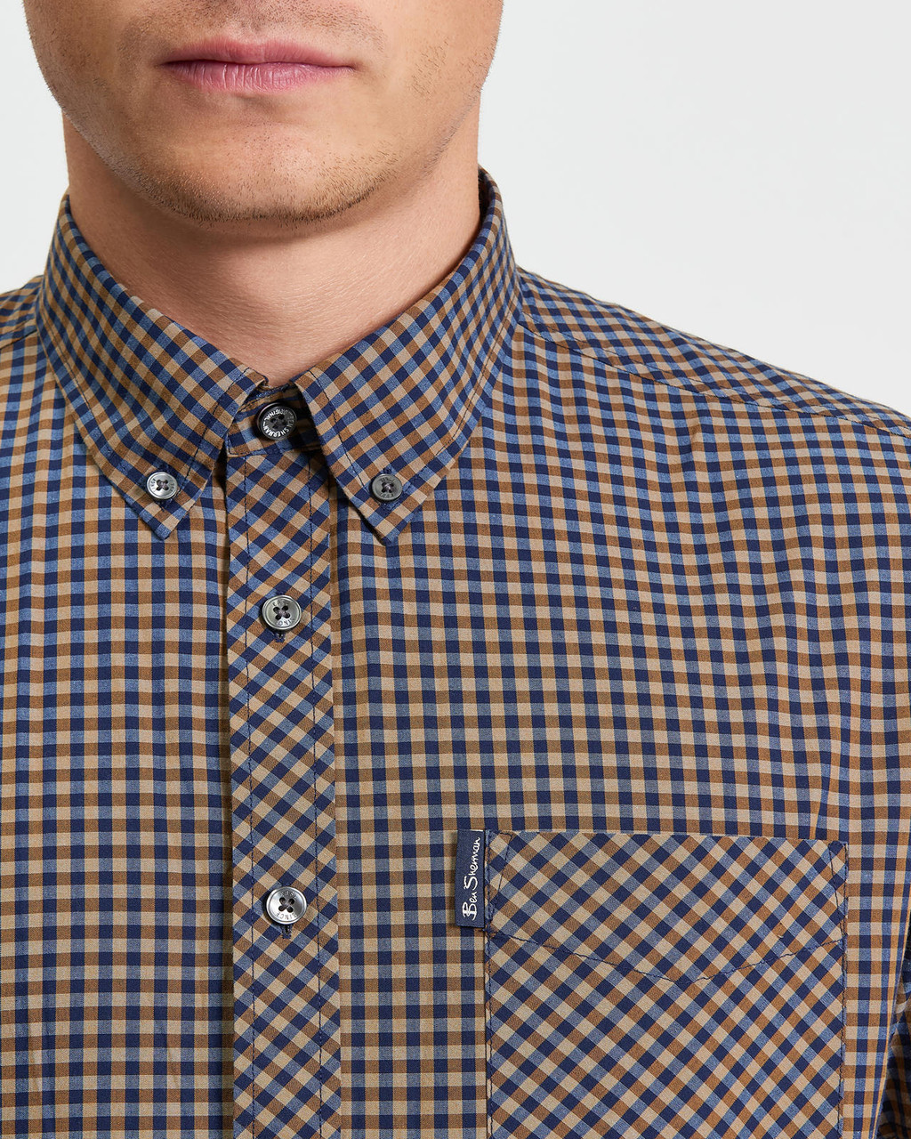 Short Sleeve Signature Gingham Shirt in Bronze