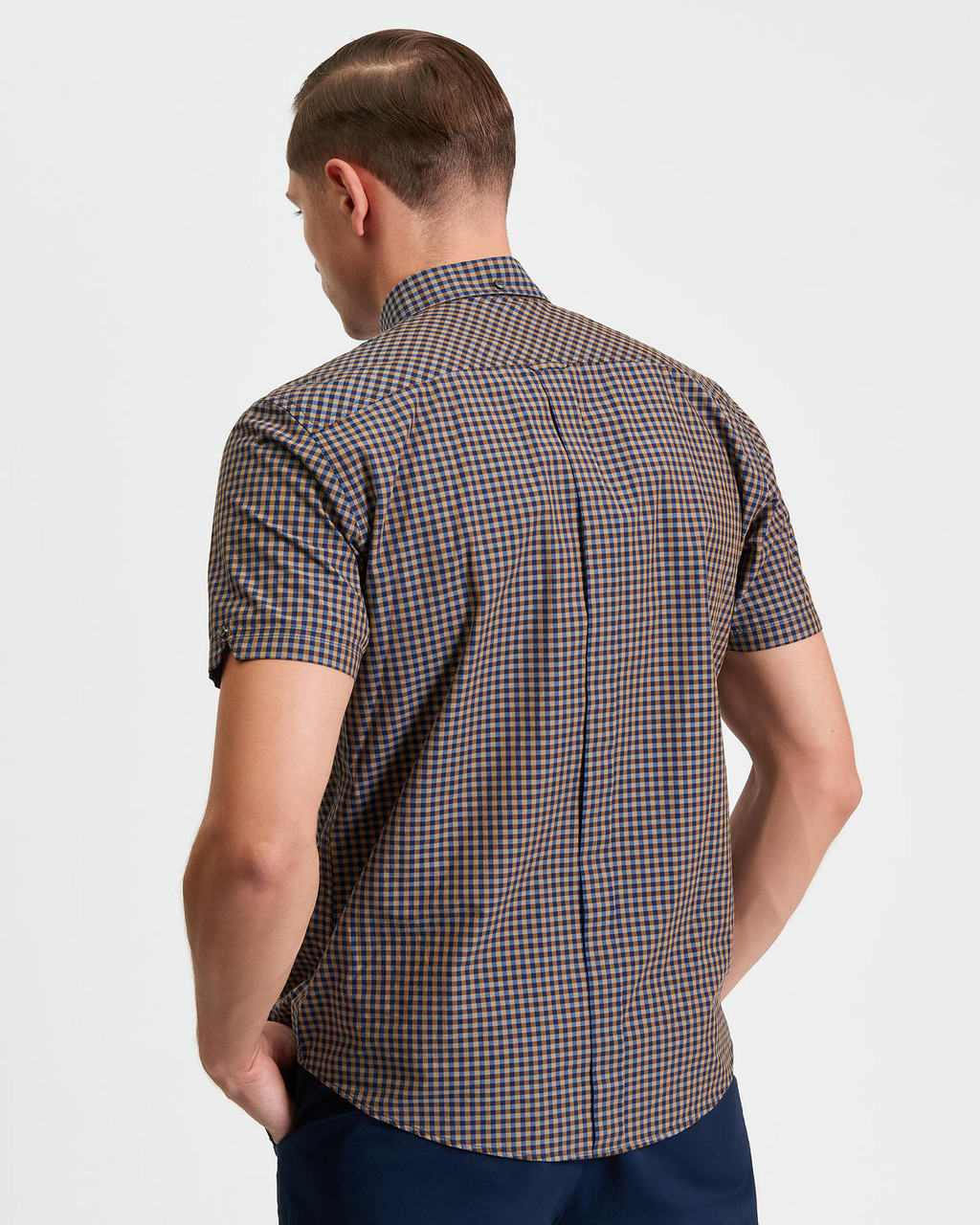 Short Sleeve Signature Gingham Shirt in Bronze