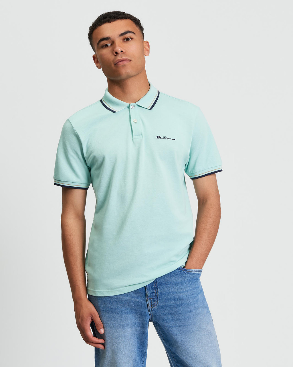 Signature Pique Polo in Minty Blue