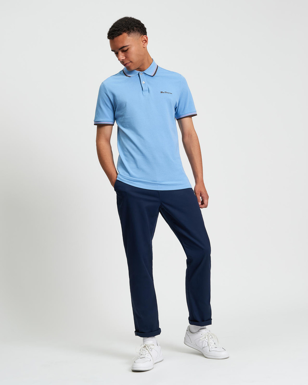 Signature Pique Polo in Pale Blue