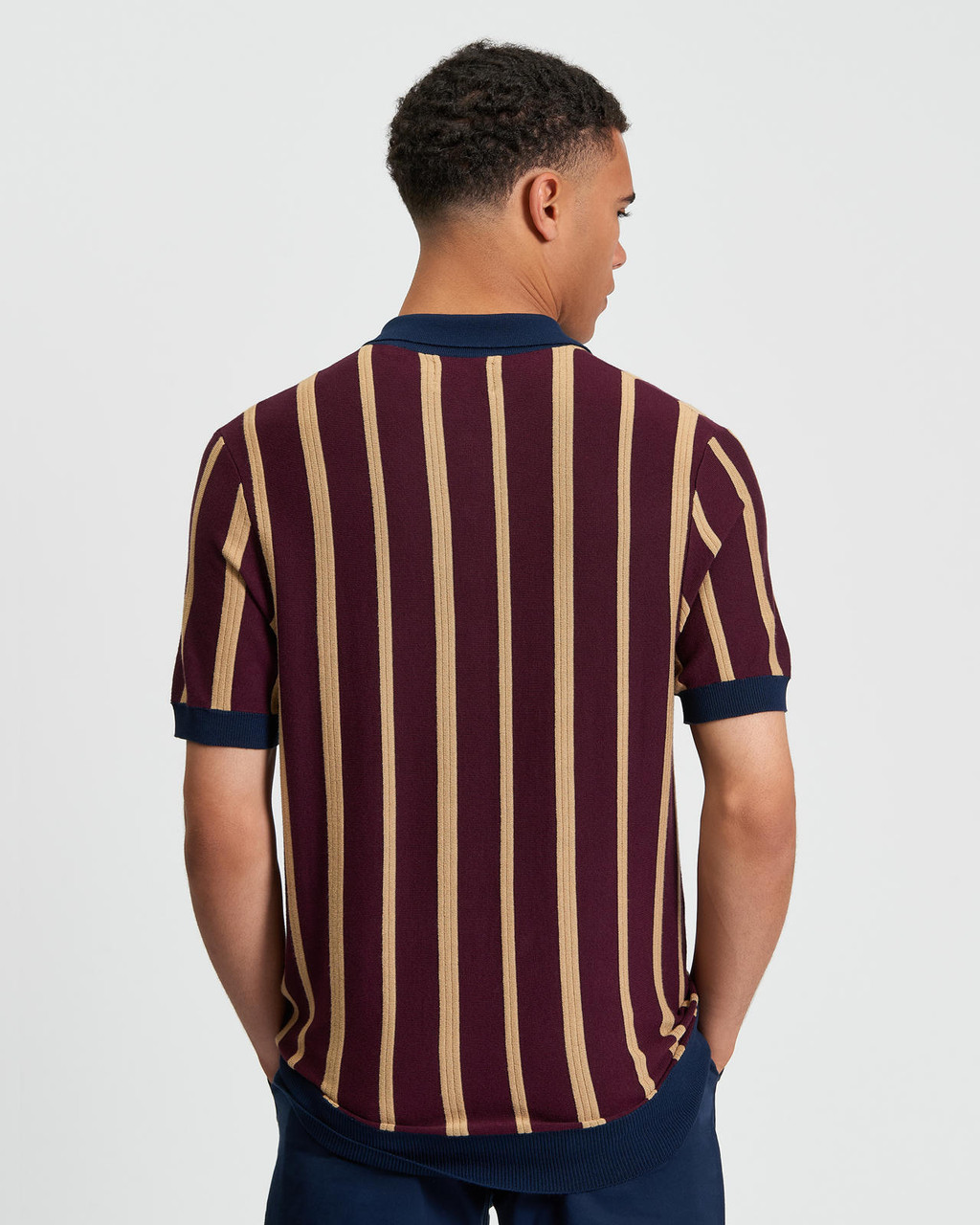 RAISED STRIPE POLO in Dark Wine