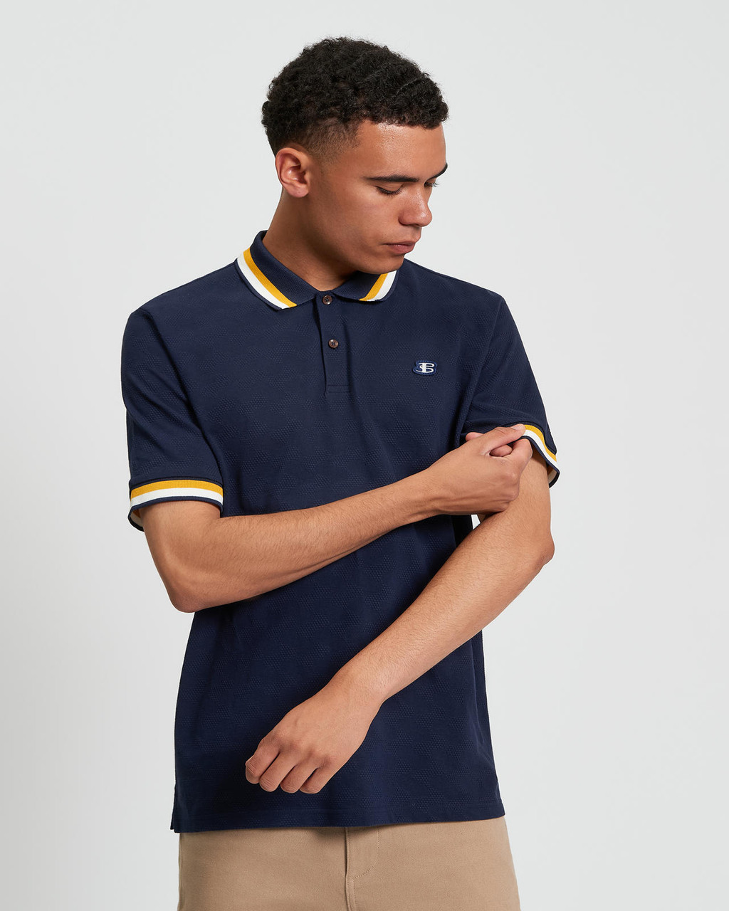 Fabric Interest Polo in Dark Navy