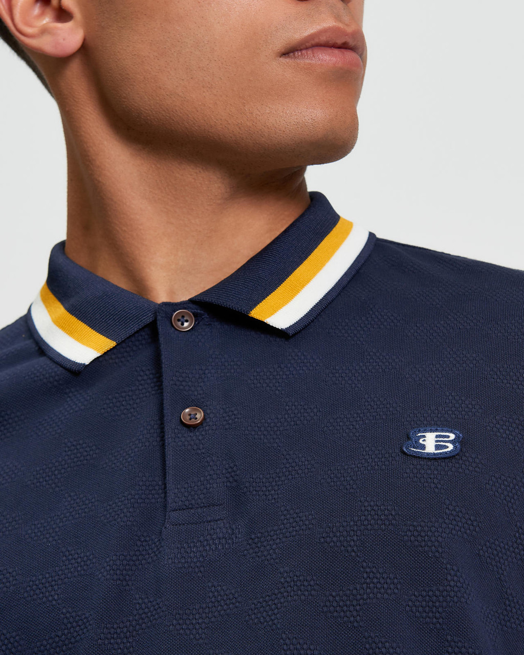 Fabric Interest Polo in Dark Navy