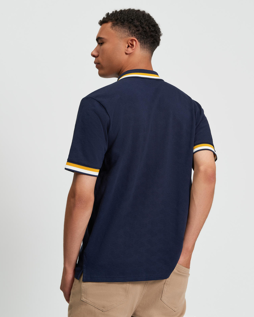 Fabric Interest Polo in Dark Navy