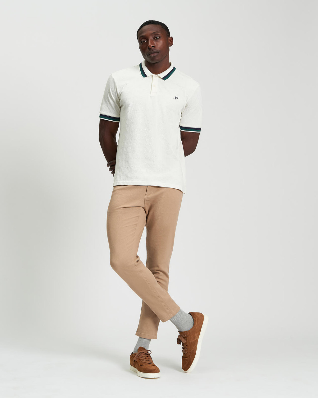 Fabric Interest Polo in Snow White