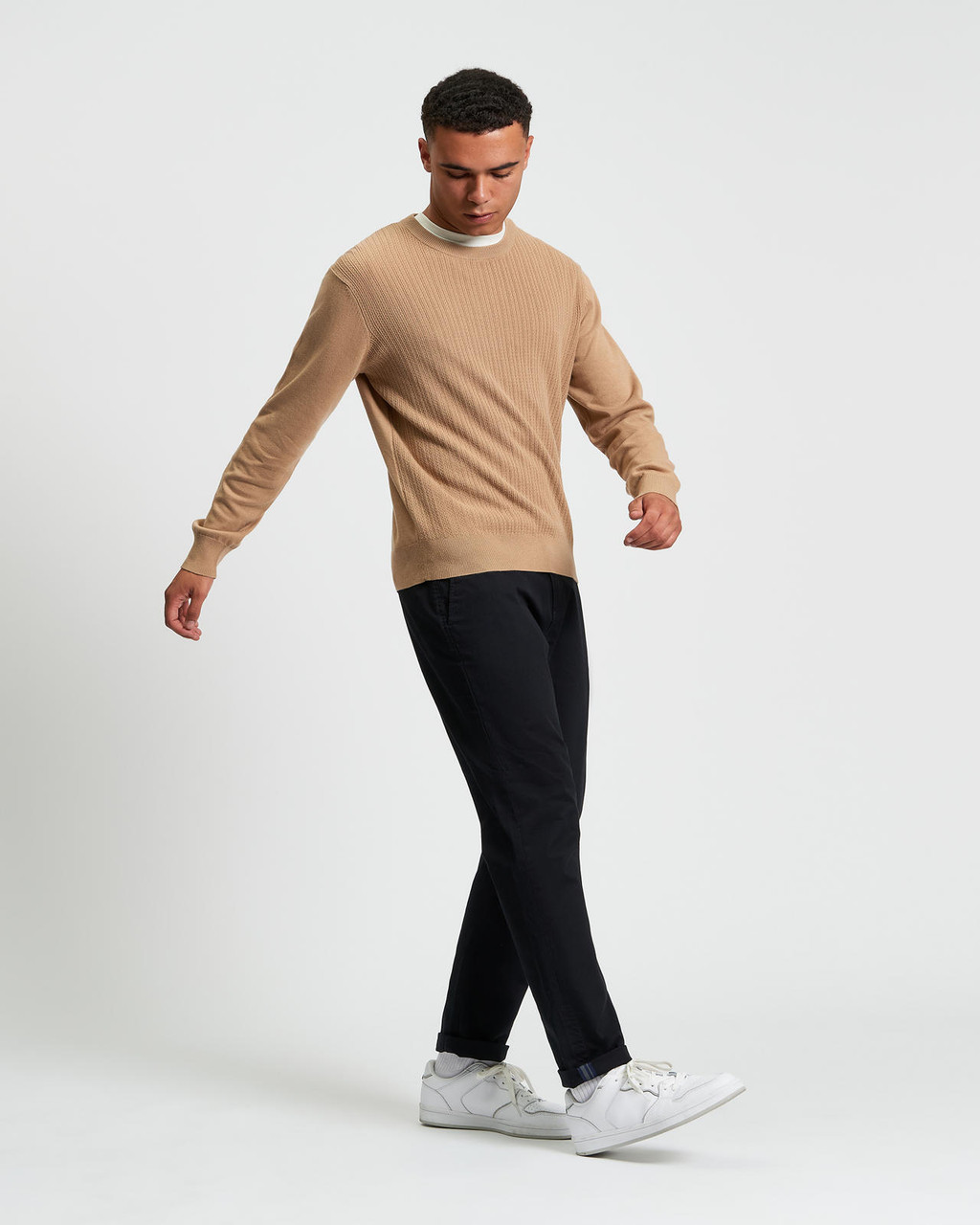 TEXTURED FRONT CREW in Sand
