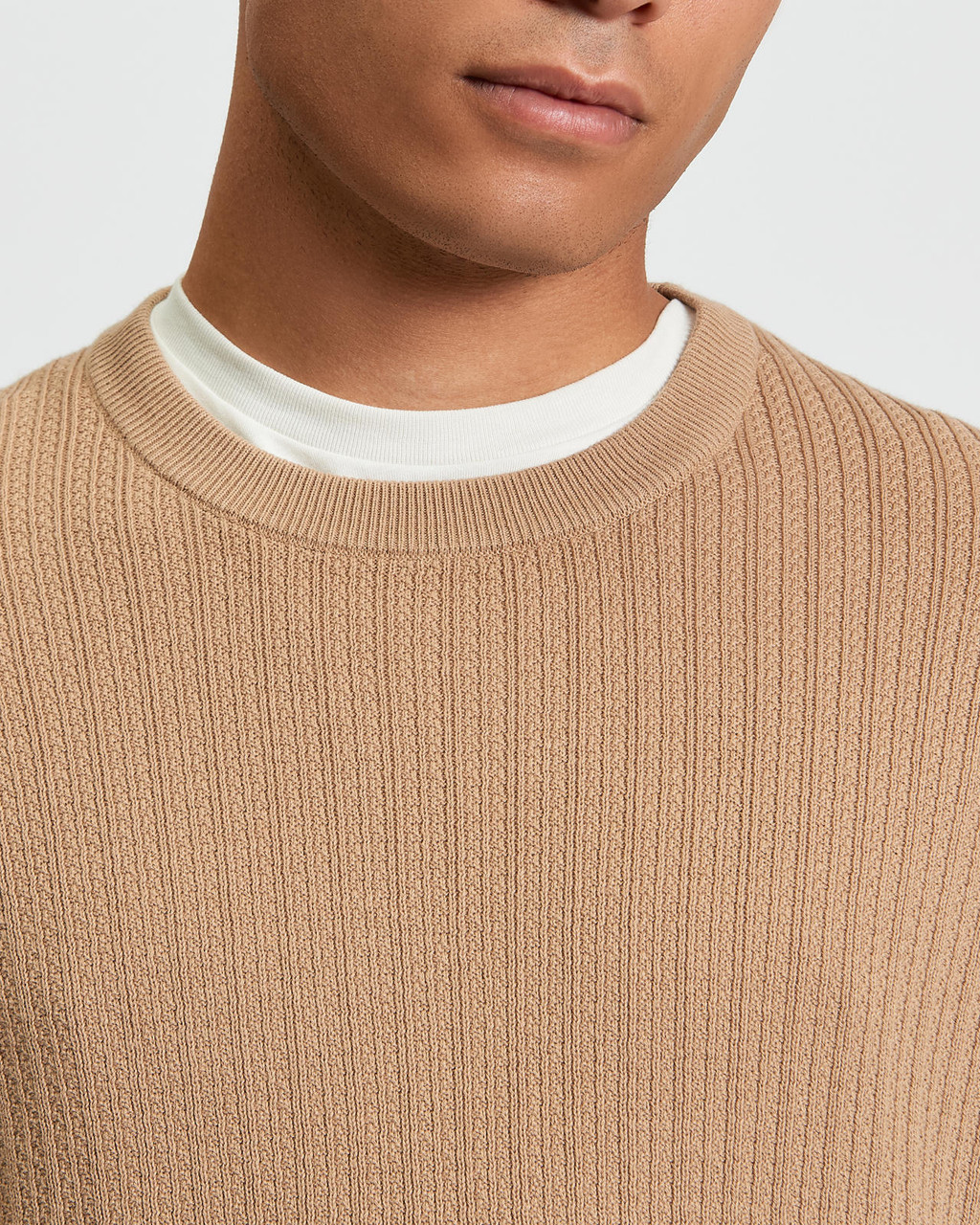 TEXTURED FRONT CREW in Sand
