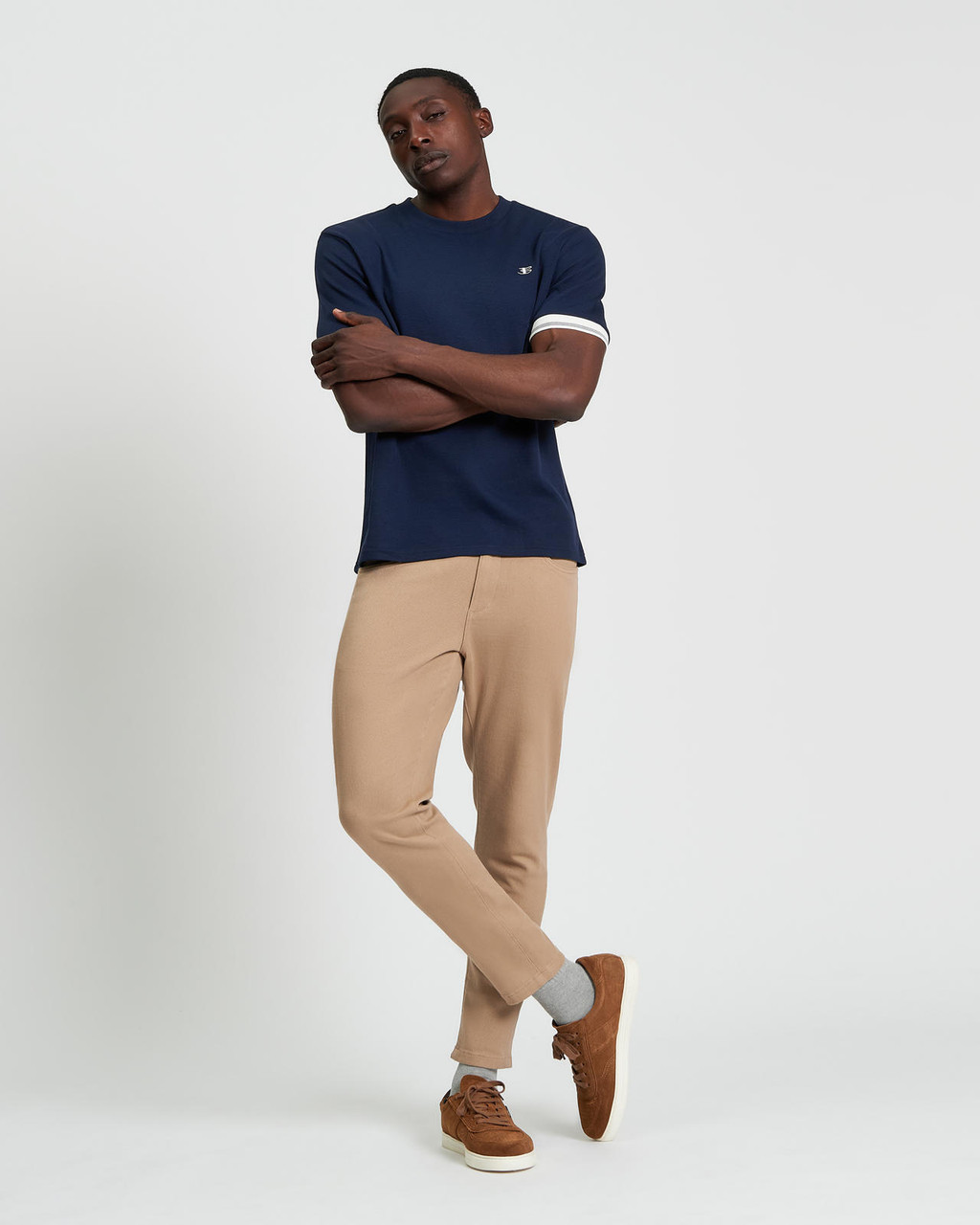 Textured Tipped Tee in Dark Navy