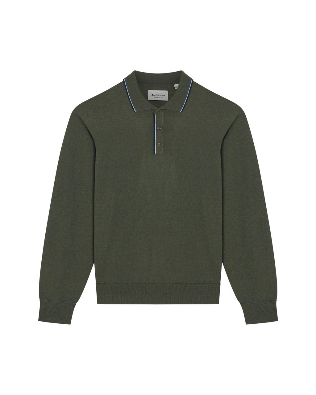 TIPPED MERINO POLO in Khaki