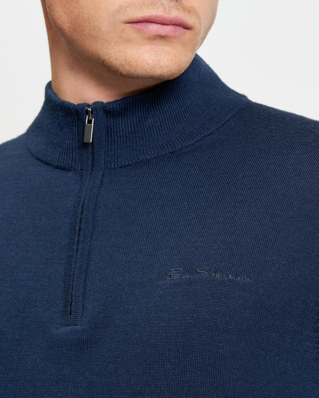 MERINO HALF ZIP in Dark Navy