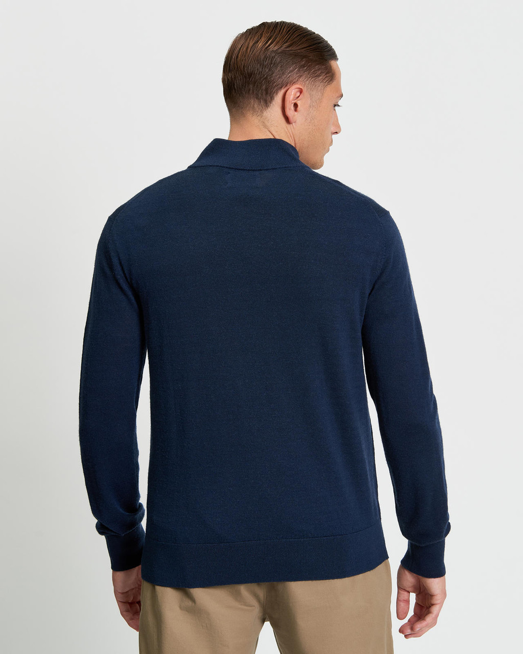 MERINO HALF ZIP in Dark Navy