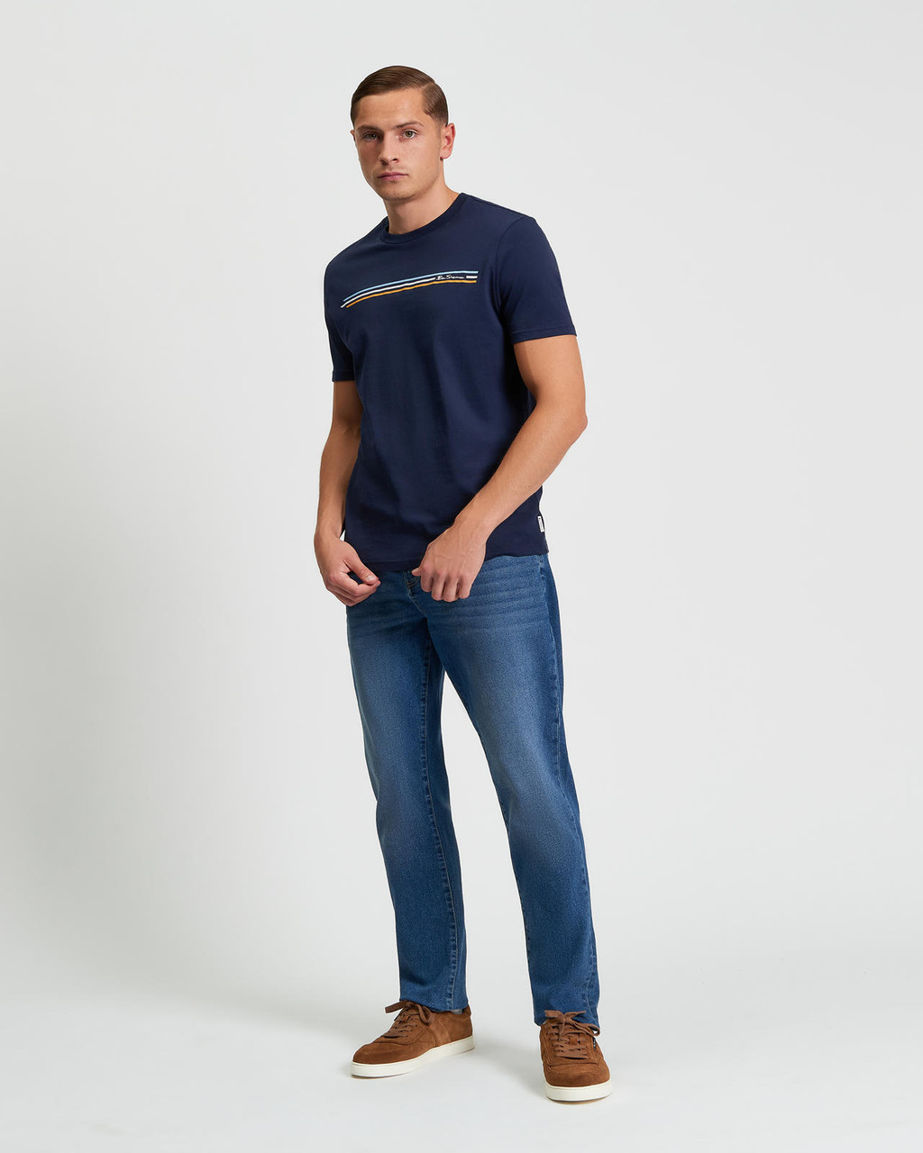 Core Stripe Tee in Dark Navy