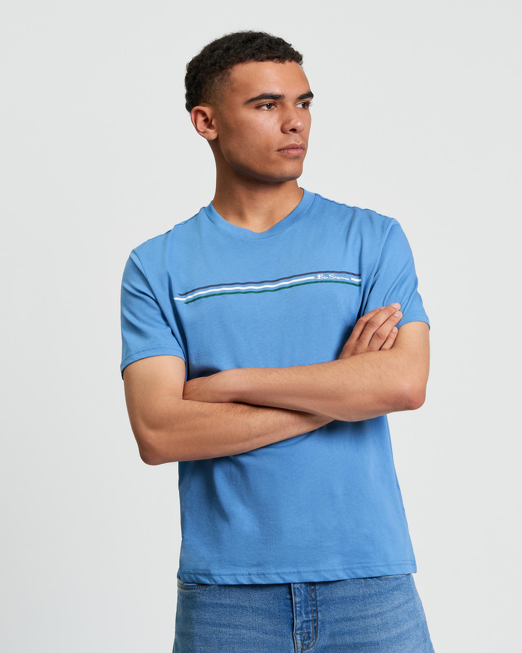 Core Stripe Tee in Riviera Blue