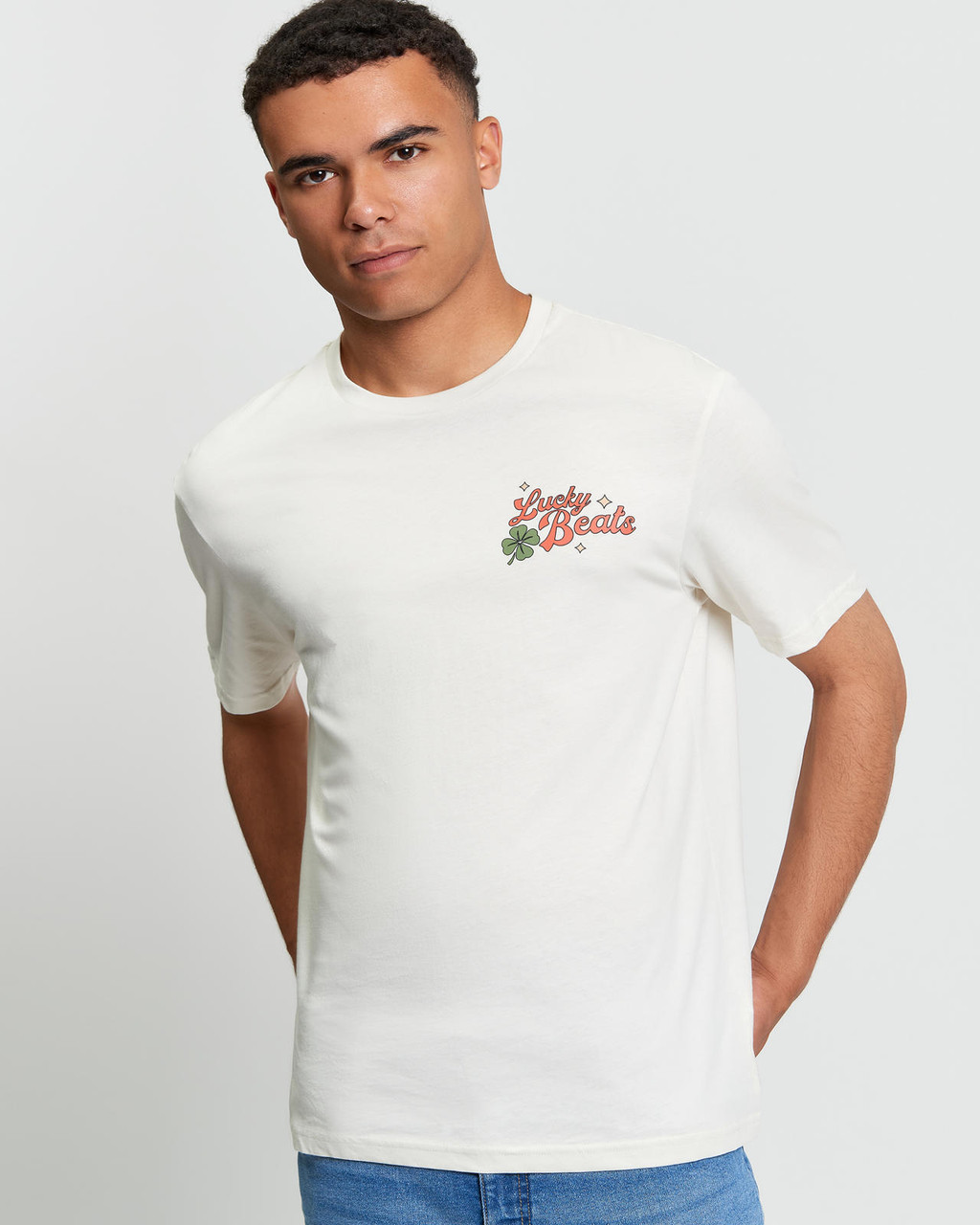 Lucky Beats Tee in Snow White