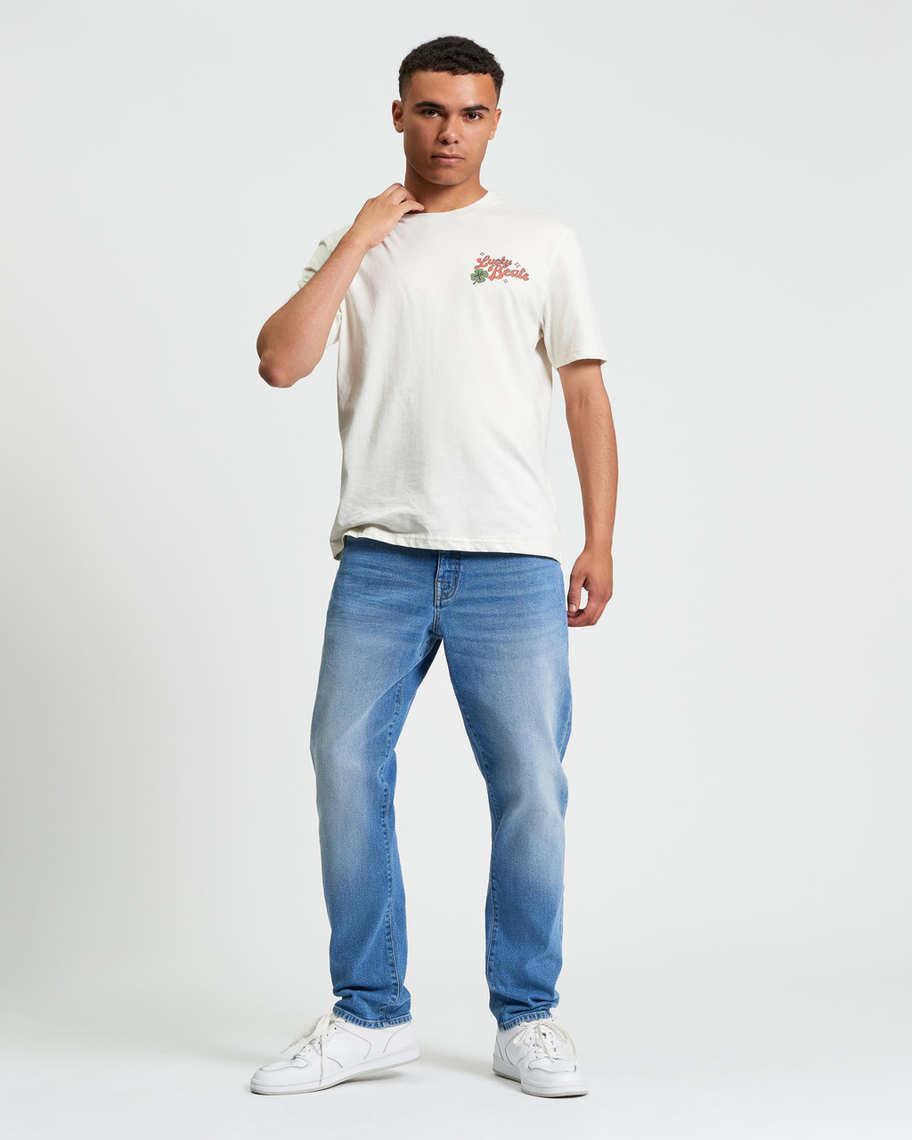 Lucky Beats Tee in Snow White
