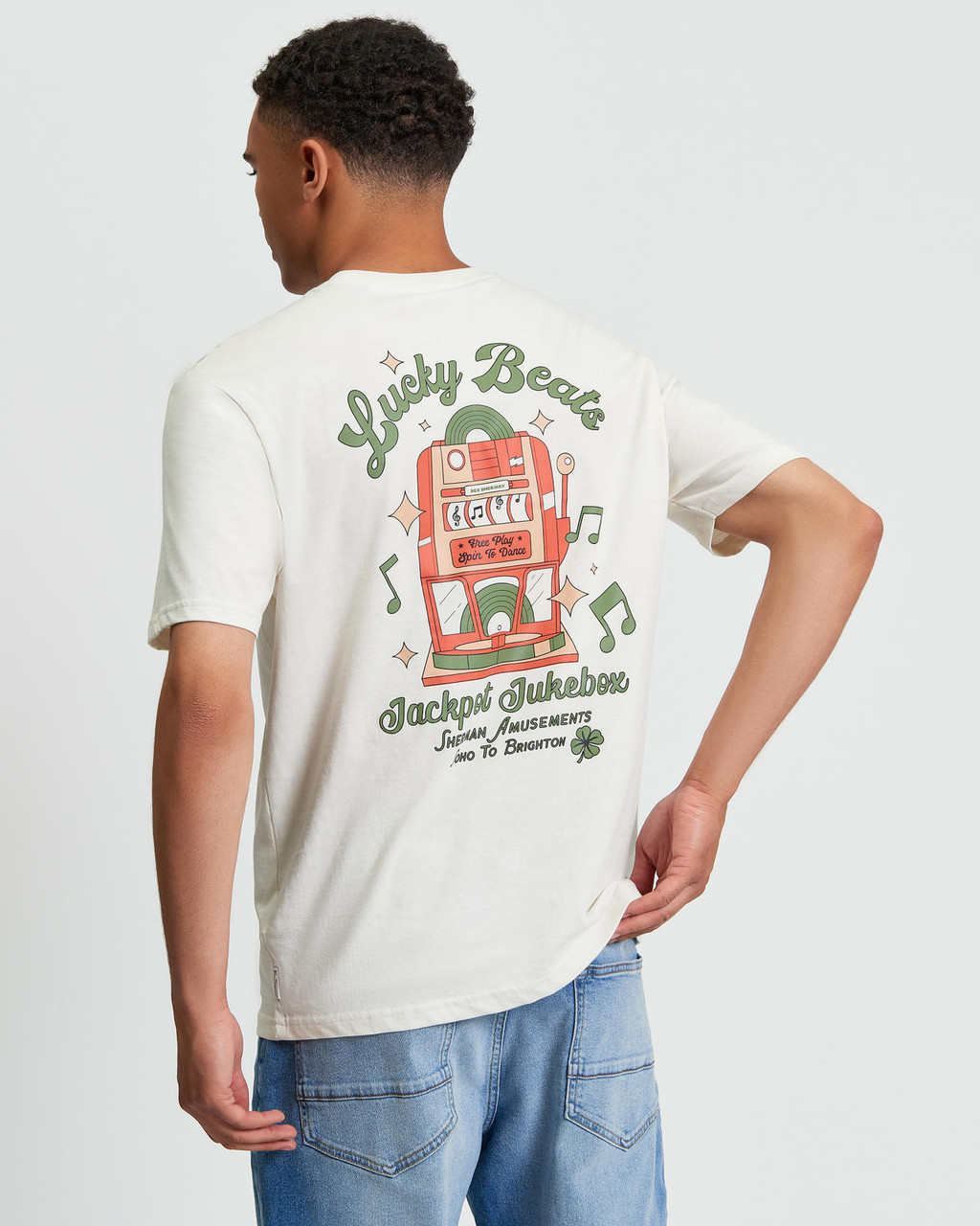 Lucky Beats Tee in Snow White