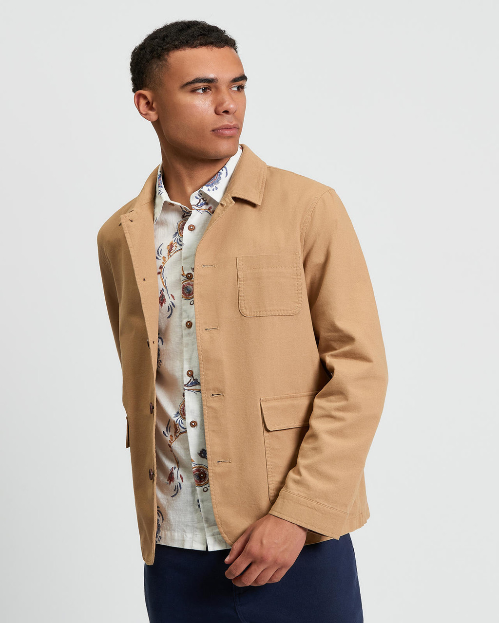 Canvas Chore Jacket in Camel