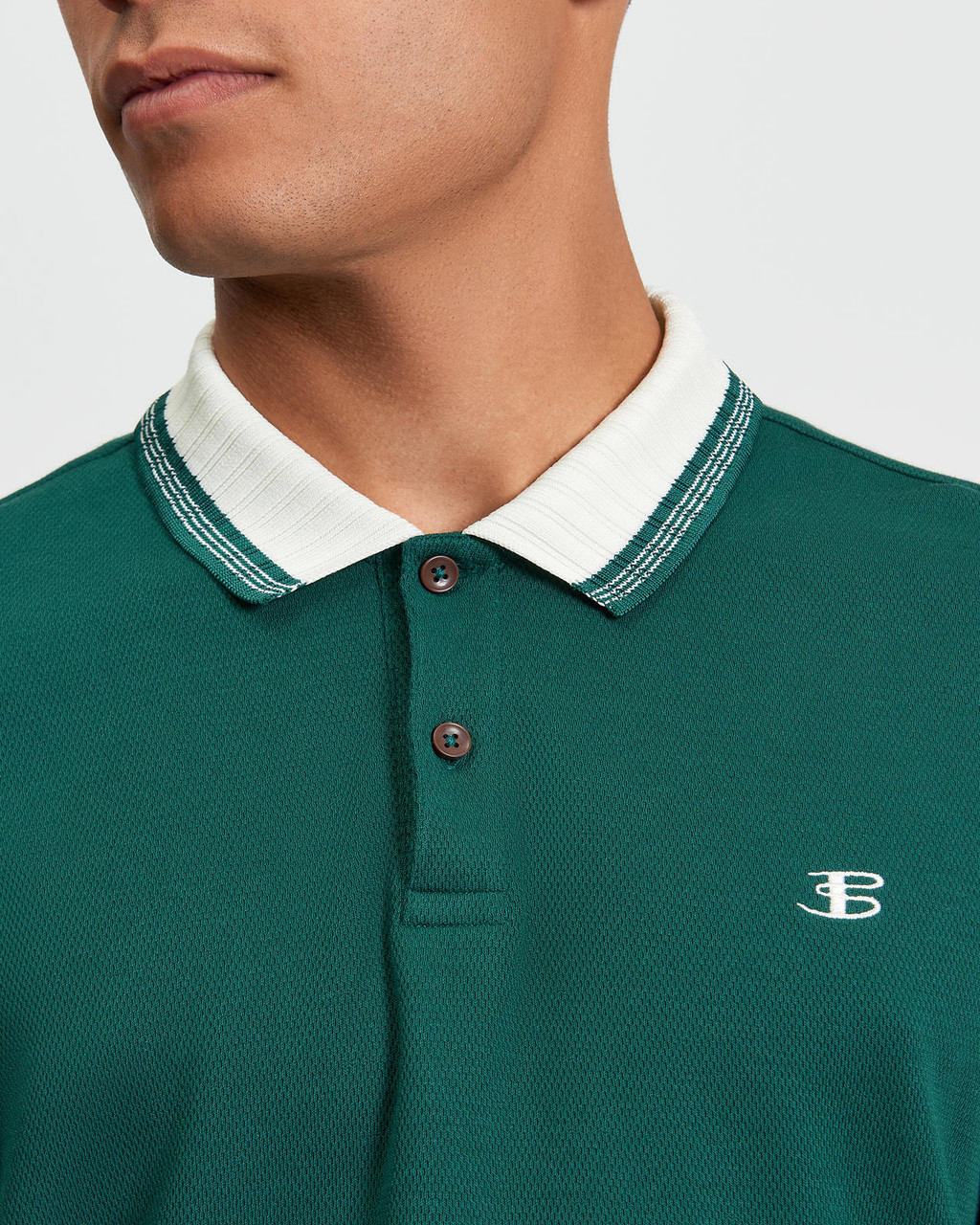 Trim Block Polo in Dark Green
