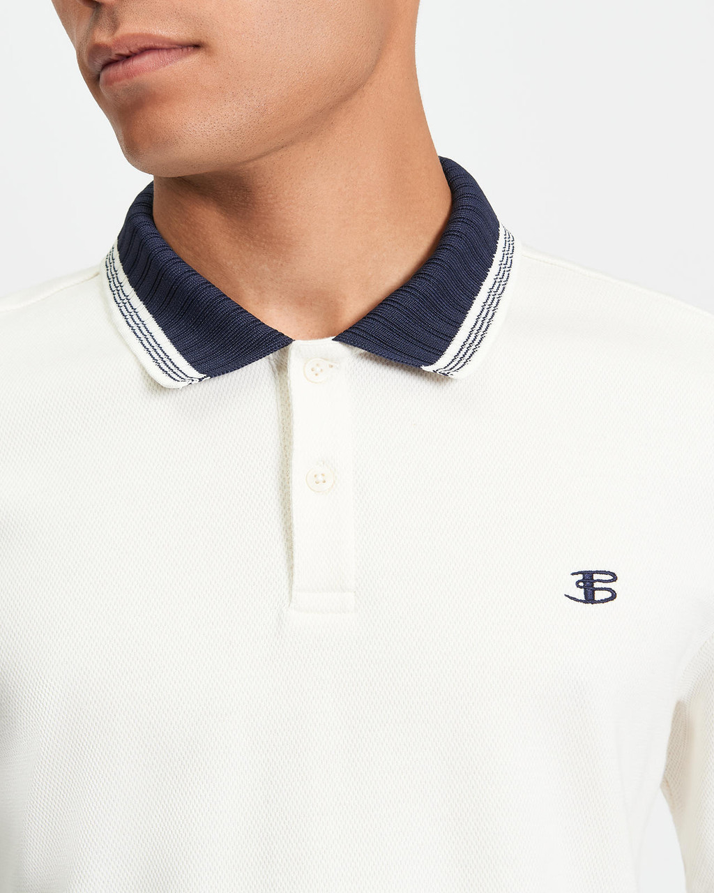 Trim Block Polo in Snow White