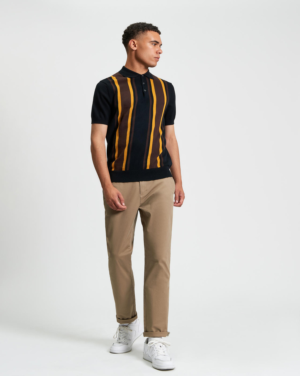 VERTICAL STRIPE POLO in Dark Navy