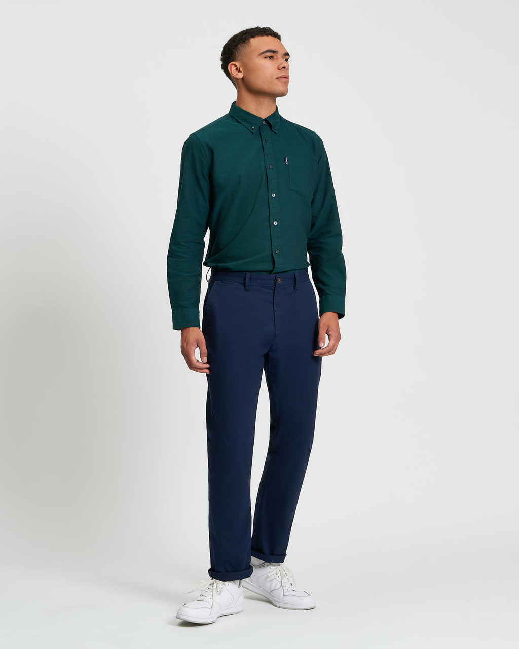 Long Sleeve Signature Oxford Shirt in Dark Green