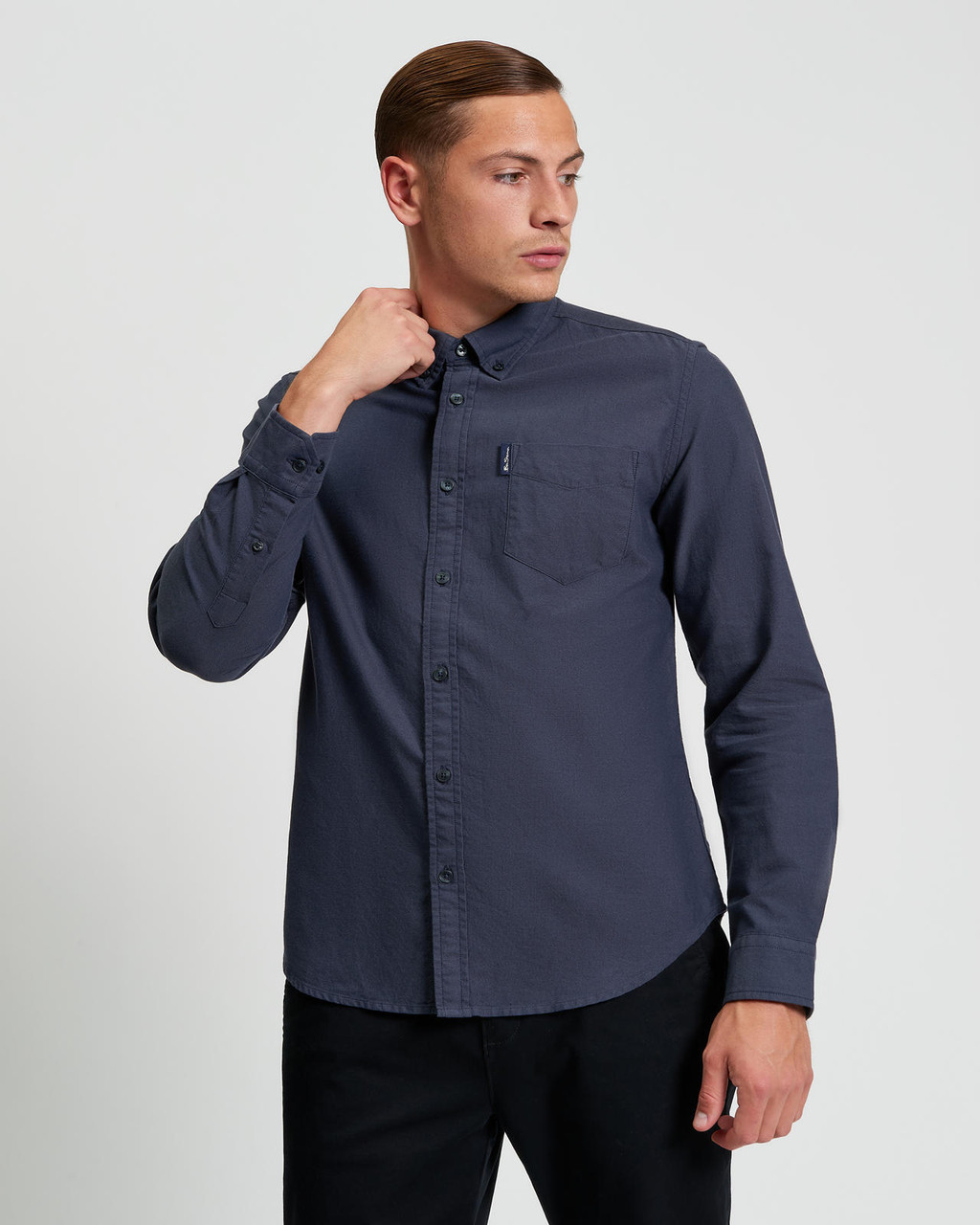 Long Sleeve Signature Oxford Shirt in Slate