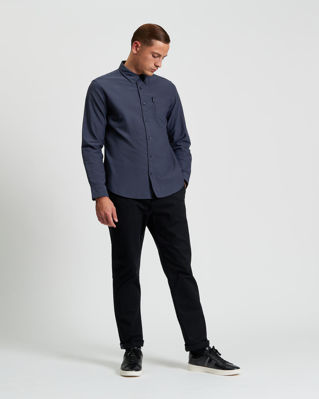 Long Sleeve Signature Oxford Shirt in Slate