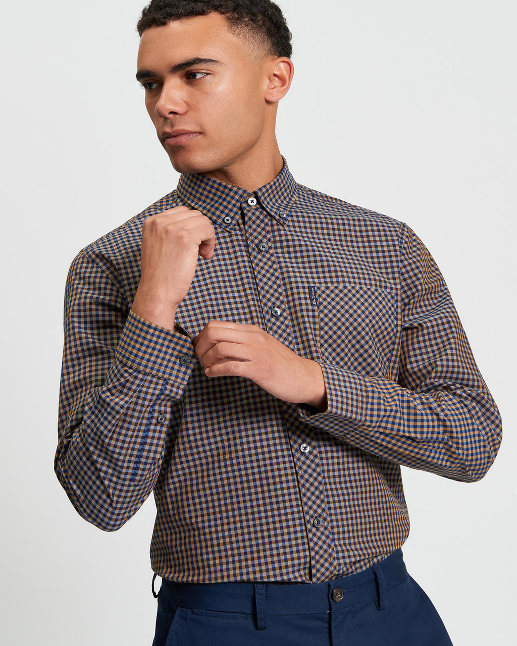 Long Sleeve Signature Gingham Shirt in Bronze
