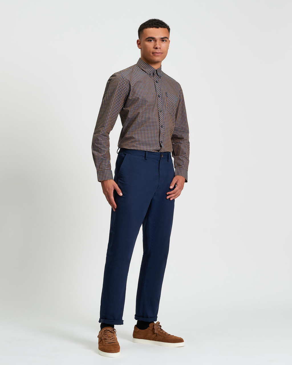 Long Sleeve Signature Gingham Shirt in Bronze