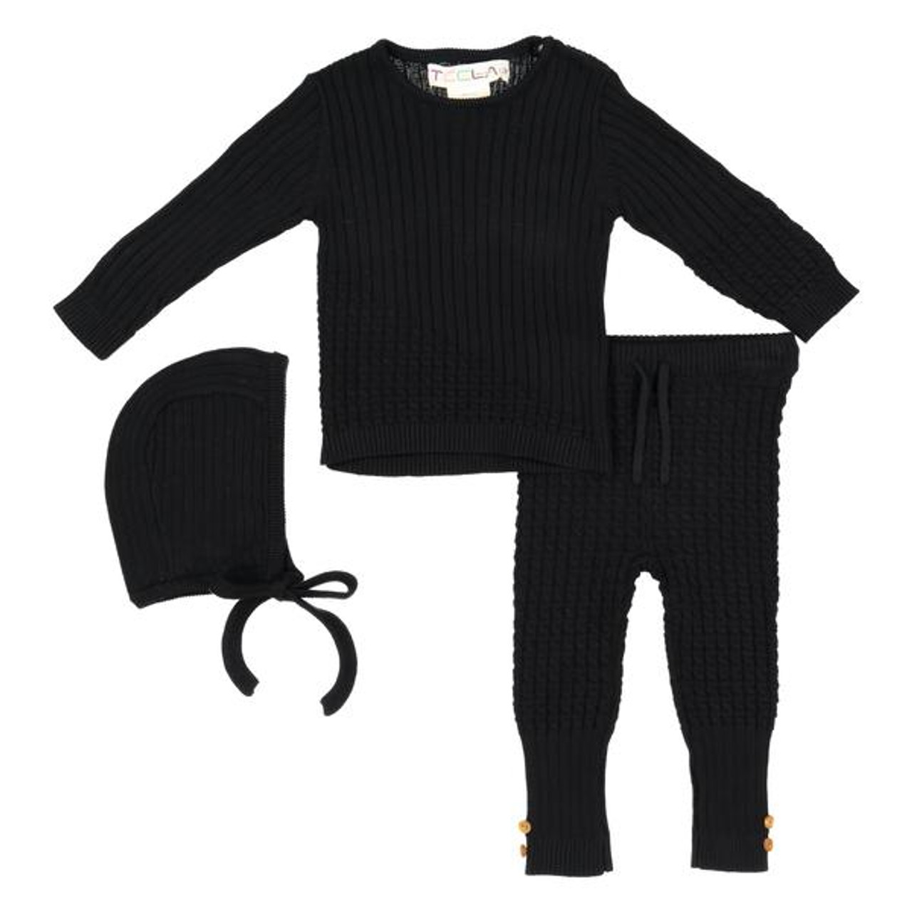 2pcs Baby Boy/Girl Solid Cable Knit Short Tee and Shorts Set