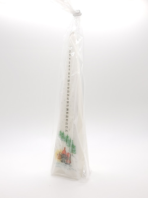 Pyramid Advent Candle, Nisse Couple in Forest White, 6x25cm Nordisk
