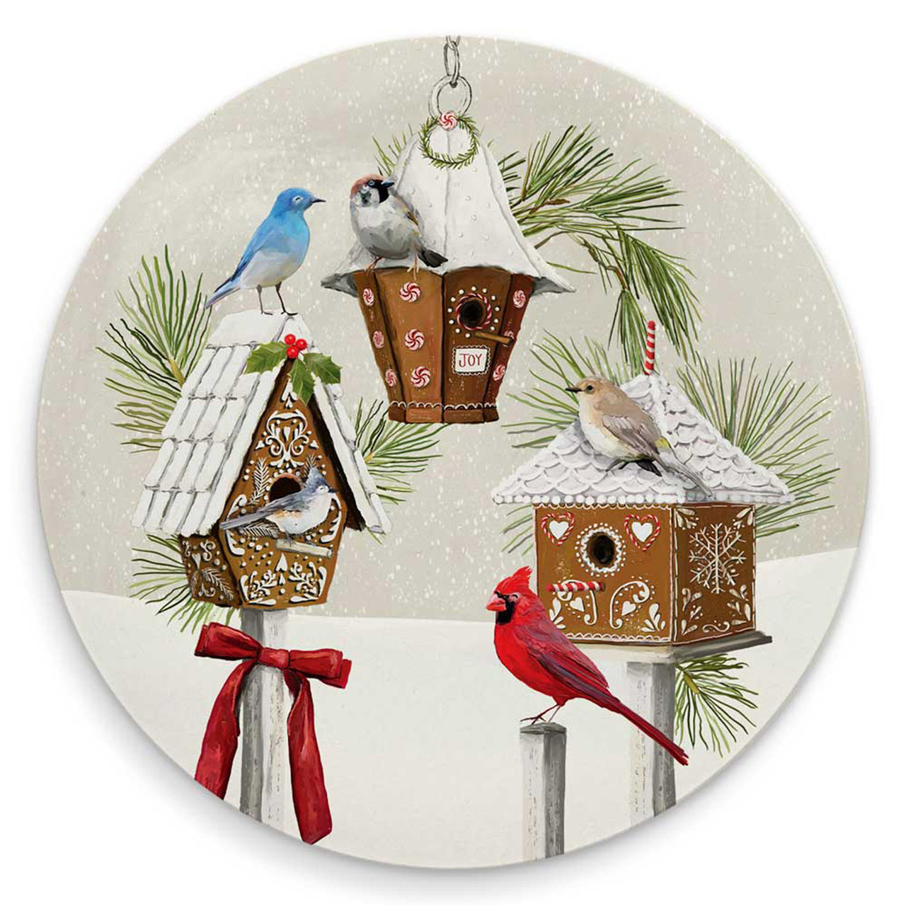 Holiday Winter Woodland Gingerbread Birds Coaster