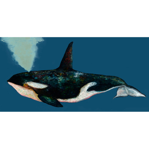 Orca On Deep Blue Stretched Canvas Wall Art
