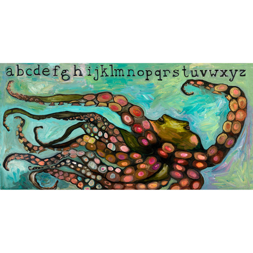 Octopus Alphabet Stretched Canvas Wall Art