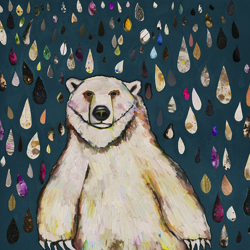 Polar Bear Raindrops Stretched Canvas Wall Art