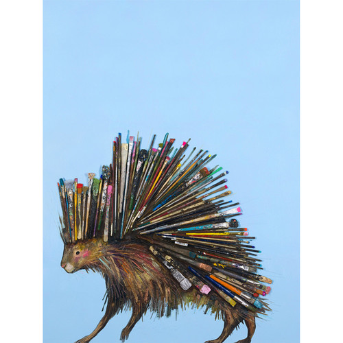 Paintbrush Porcupine Stretched Canvas Wall Art