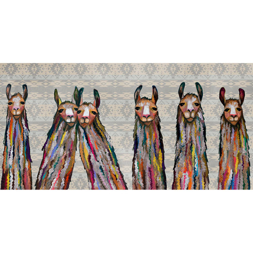 Six Lively Llamas - Tribal Stretched Canvas Wall Art
