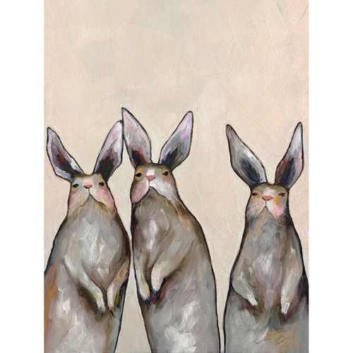 Three Standing Rabbits Stretched Canvas Wall Art